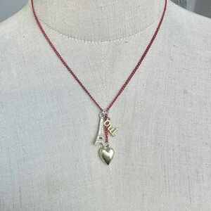 Paris Charm Necklace Red Chain